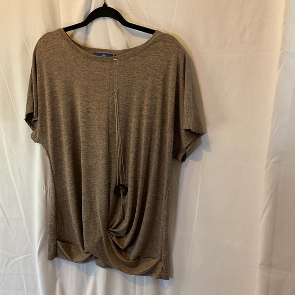 APT 9 Women’s brown heathered shirt sleeve top with front knot size LARGE - Picture 3 of 9